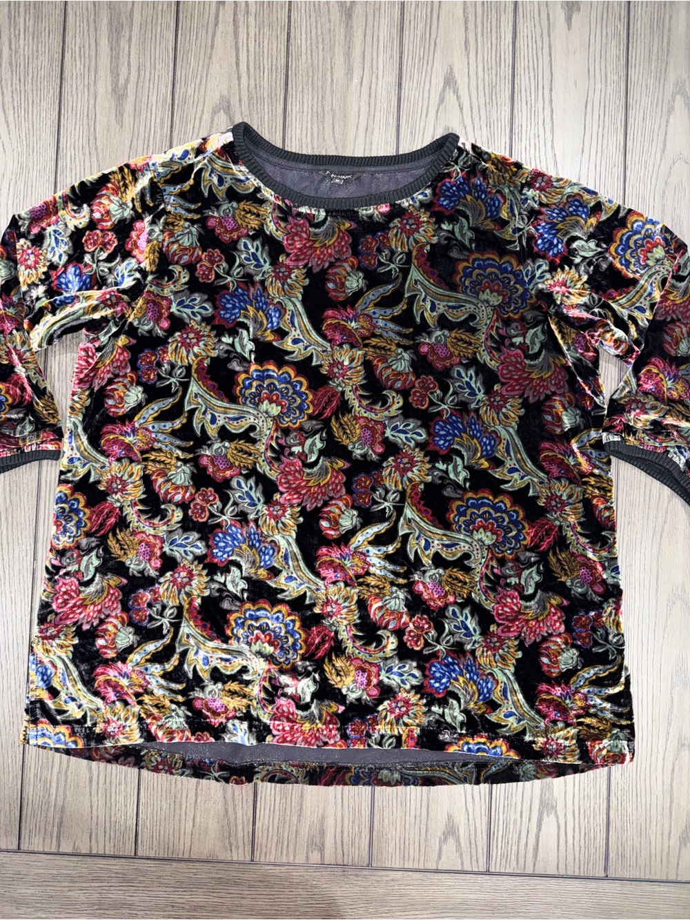 John Mark Velvet Paisley 3/4 Sleeve Pullover Shirt Blouse Size 1X